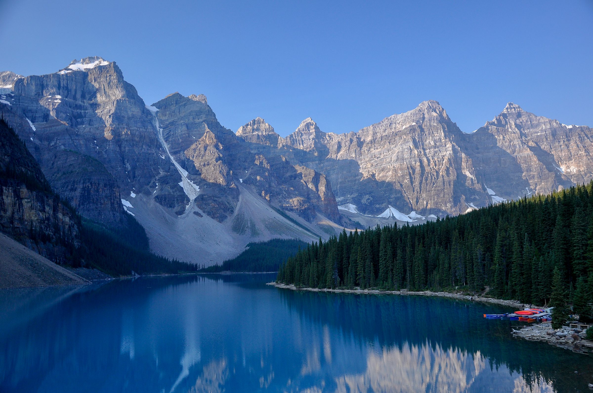 Moraine Lake and the Valley of the Ten Peaks at first light, Alberta